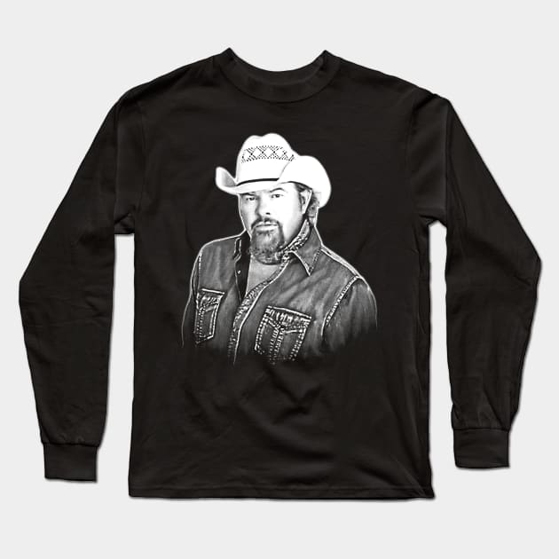 toby keith black and white art Long Sleeve T-Shirt by jerrysanji